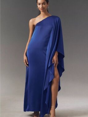 bhldn scottie one-shoulder side-slit stretch satin maxi dress BHLDN Dylan Stretch Satin One-Shoulder Side-Slit Maxi Dress at MarketFair Shoppes in Princeton, NJ